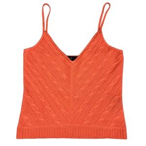 Ralph Lauren Black Label 100% Cashmere Cable Knit Camisole Tank Top M Orange